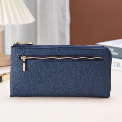 Thin Light Zipper Wallet Leather Women S Wallet Long Rfid Anti-Theft Brush