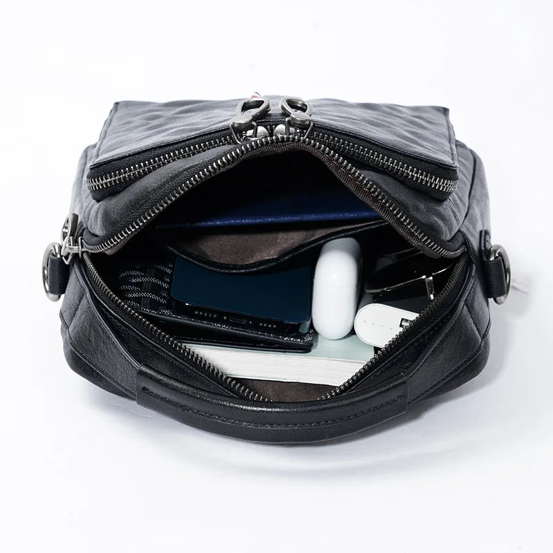 Men S Leather High-Grade Handbag Diagonal Cross Large Capacity Horizontal Vertical Travel Business