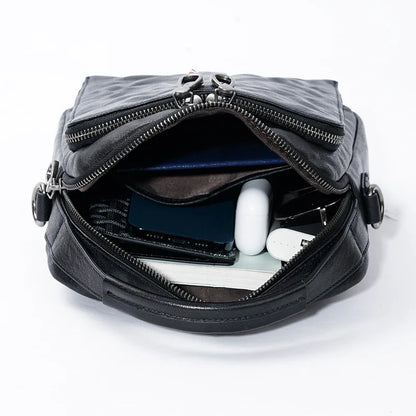 Men S Leather High-Grade Handbag Diagonal Cross Large Capacity Horizontal Vertical Travel Business