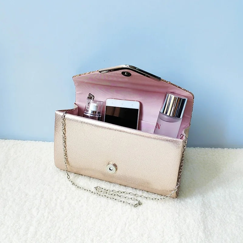 Glitter Envelope Clutch Purse – Evening Crossbody Bag for Wedding & Prom