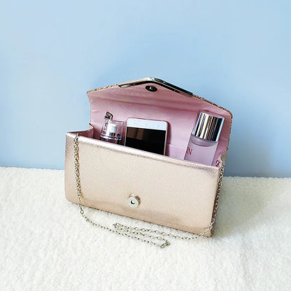 Glitter Envelope Clutch Purse – Evening Crossbody Bag for Wedding & Prom