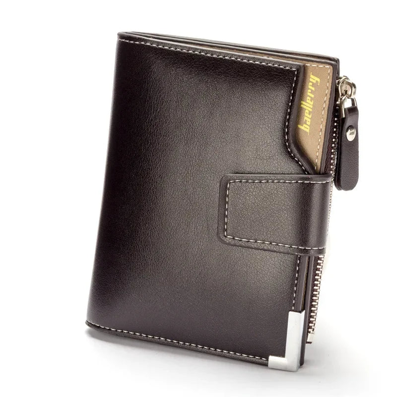 Men Multi Functional Short Wallet Side Zipper Coin Pocket Elegant Business Casual Gift Card Holder