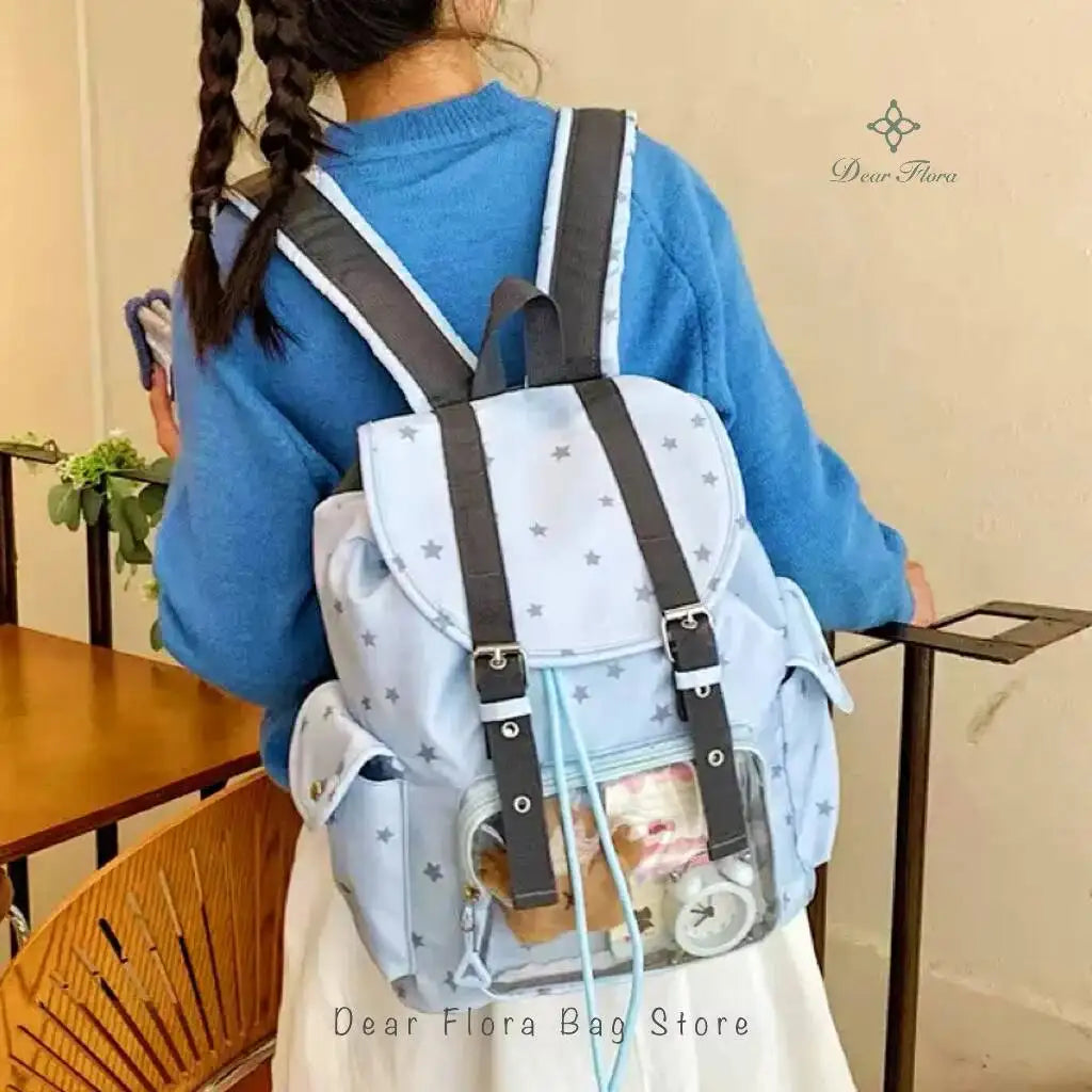 Skyblue Transparent Ita Backpack – Large Capacity DIY Rucksack