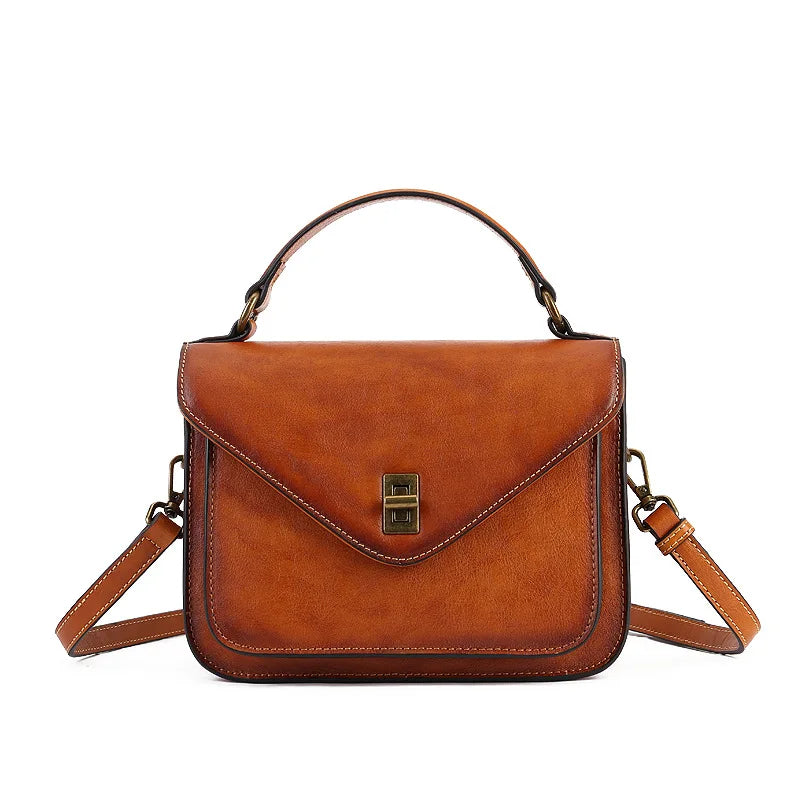 Top-Grain Cowhide Lady S Hand-Held Vintage Messenger Bag Envelope Bag Genuine Leather