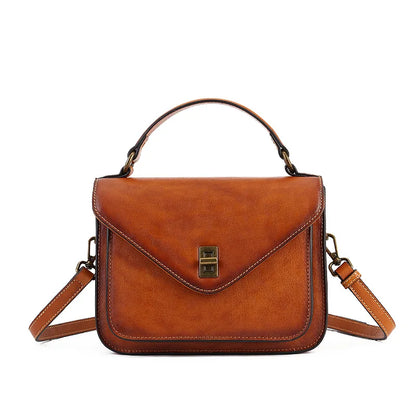 Top-Grain Cowhide Lady S Hand-Held Vintage Messenger Bag Envelope Bag Genuine Leather