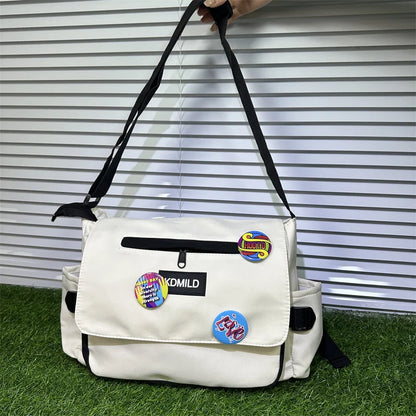 Waterproof Oxford Crossbody Messenger Bag with Badge