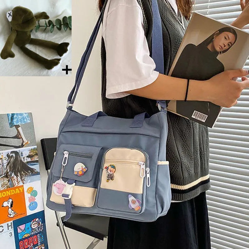 Kawaii Canvas Crossbody Bag – Japanese Style Shoulder Bag for Women & Students