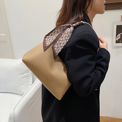 Ladies Retro Handbag Letter Logo Accent Detachable Scarf Light Carry Durable Zipper Spacious Daily