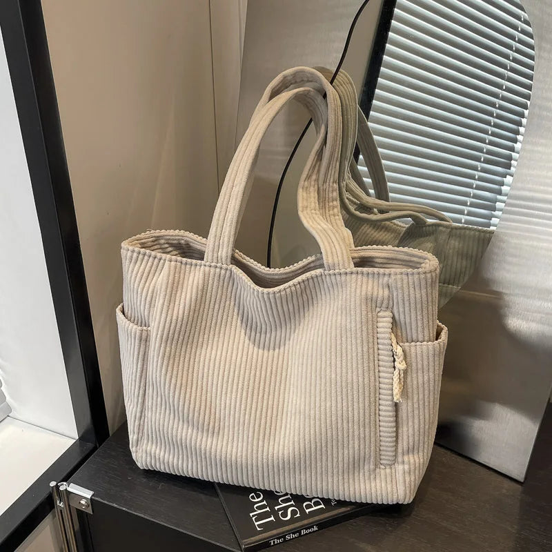 Corduroy Tote Bag Large Capacity Women's Handbag