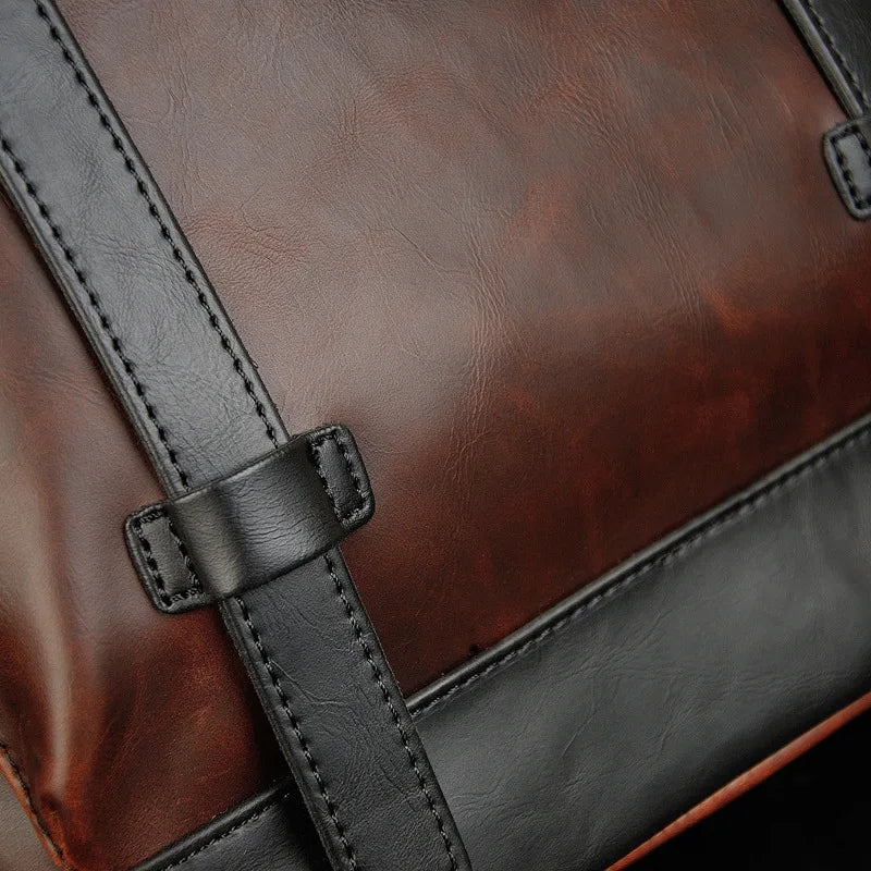 Men S Pu Leather Backpack Korean Version Retro Clamshell Travel Business
