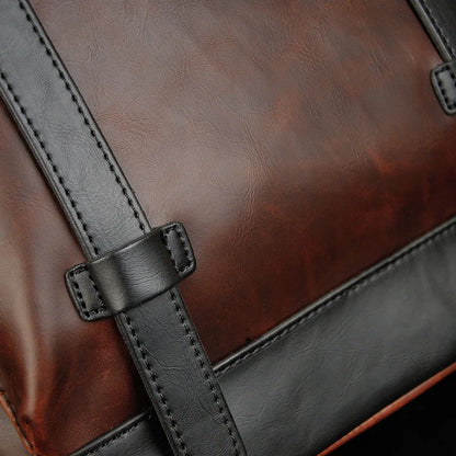 Men S Pu Leather Backpack Korean Version Retro Clamshell Travel Business
