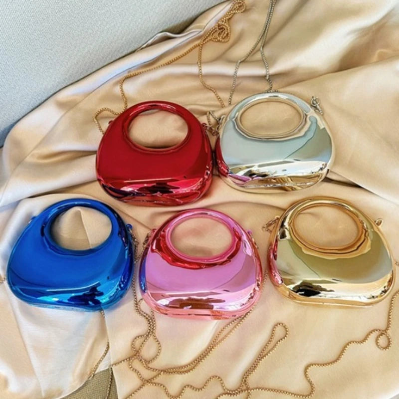 Glossy Mini Evening Bag with Chain Strap for Party & Wedding