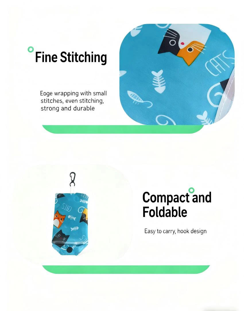 Homefish Reusable Shopping Bag Nylon Foldable Grocery Creative Eco-Friendly Tote Lightweight Durable