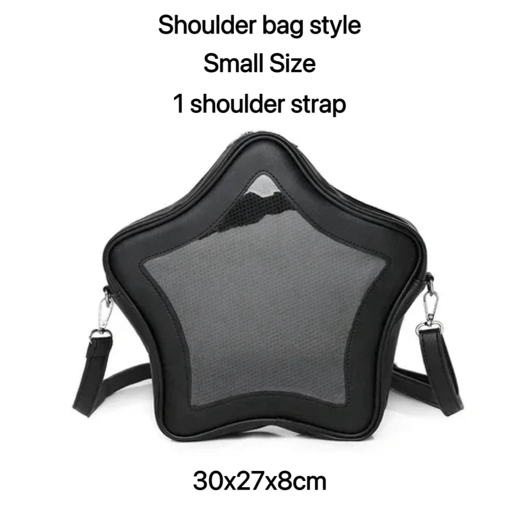 Star-Shaped Ita Bag – Kawaii Transparent Shoulder Bag for Badge Display