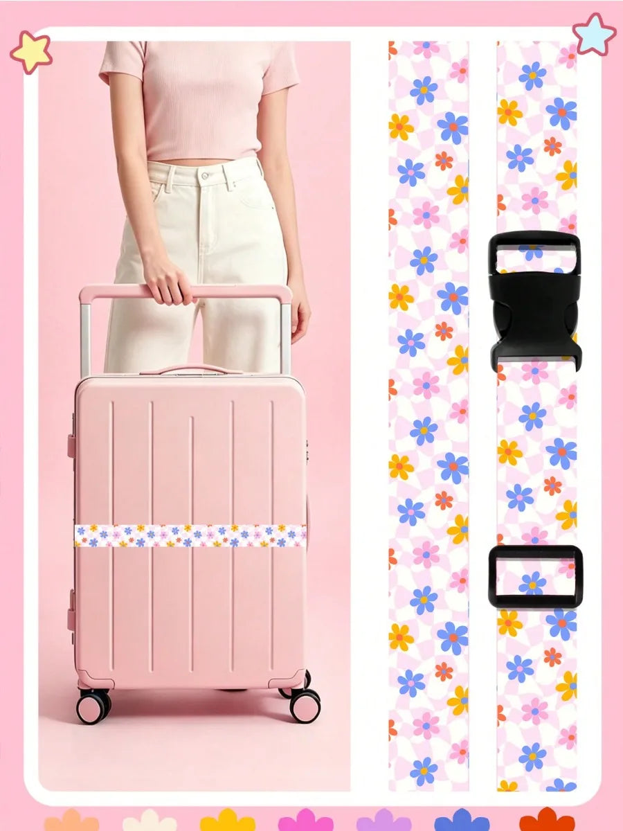 Cute Print Travel Luggage Belt Buckle Adjustable Luggage Strap Suitcase - Soft