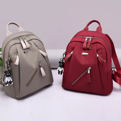 Waterproof Nylon Backpack for Women – Multi-Pocket Travel & School Bag