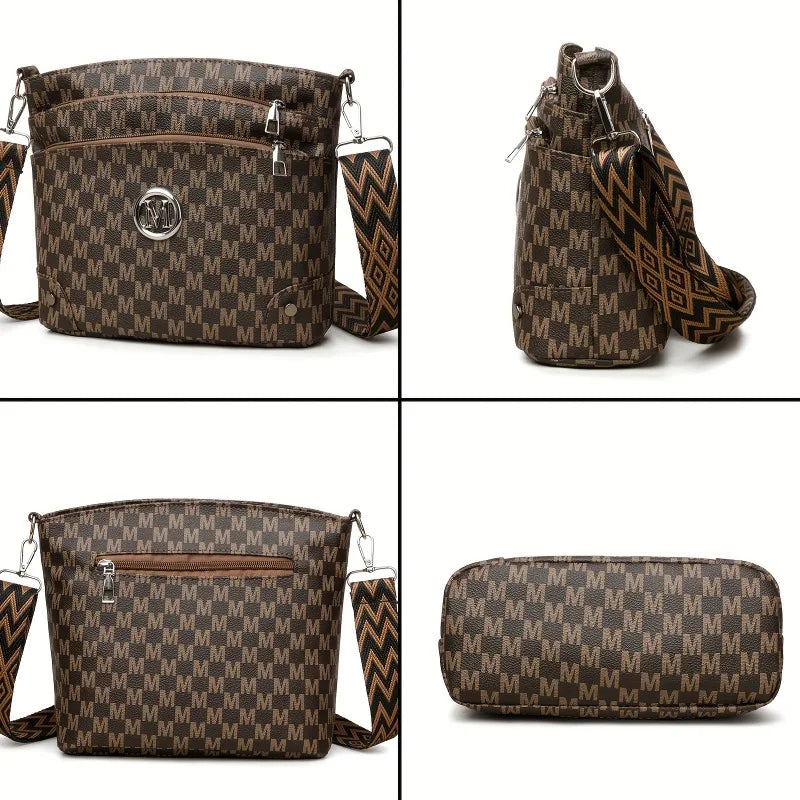 Monogram Crossbody Bag for Women – Multi-Pocket Shoulder Bag