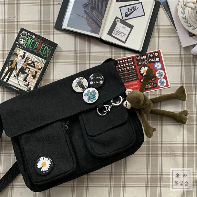 Canvas Crossbody Messenger Bag – Casual Shoulder Bag for Girls