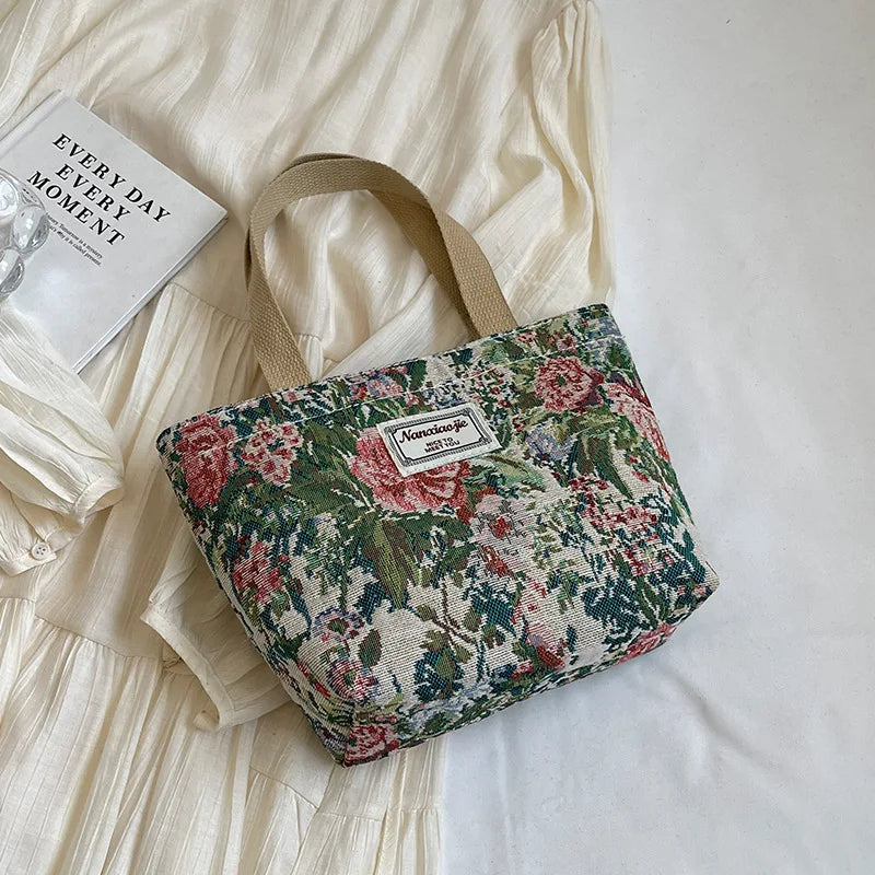 Women's Floral Canvas Tote Bag – Lightweight Large Capacity