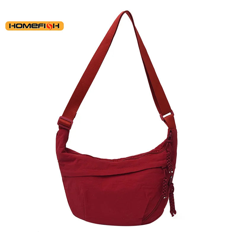 Homefish Crossbody Bags Korean Simplified Shoulder Bag Large Capacity Sports Hobos Solid Color
