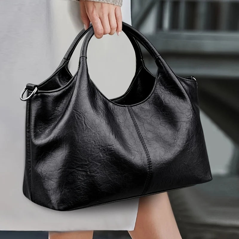 Large Capacity Leather Shoulder Bag – Women's Elegant Handbag