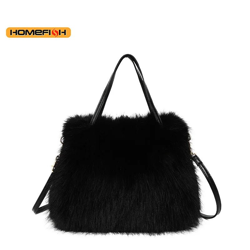 Homefish Autumn Winter Plush Furry Bag Large Capacity Crossbody Shoulder Handbag Women