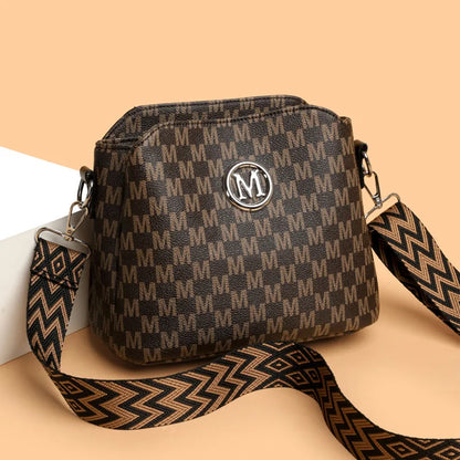Monogram Crossbody Bag for Women – Retro Faux Leather Shoulder Bag