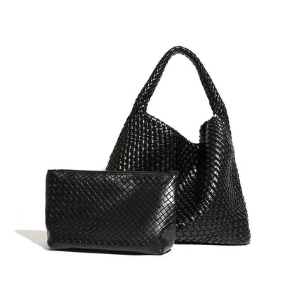 Chic Large Capacity Weave Tote Bag Soft Leather Intrecciato Handbag Shoulder Bags Women S Work