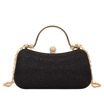Rhinestone Evening Clutch Crystal Handle Removable Gold Chain Elegant Shoulder Purse Wedding Party