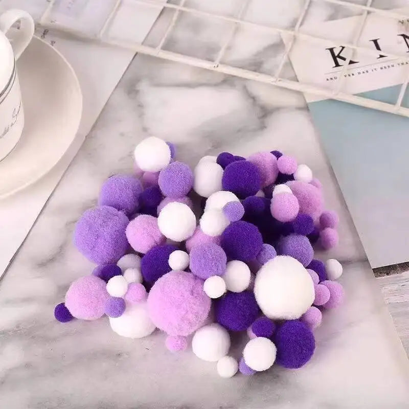 Pom Pom Balls Mixed Set – 60Pcs Fluffy DIY Craft & Ita Bag Decor