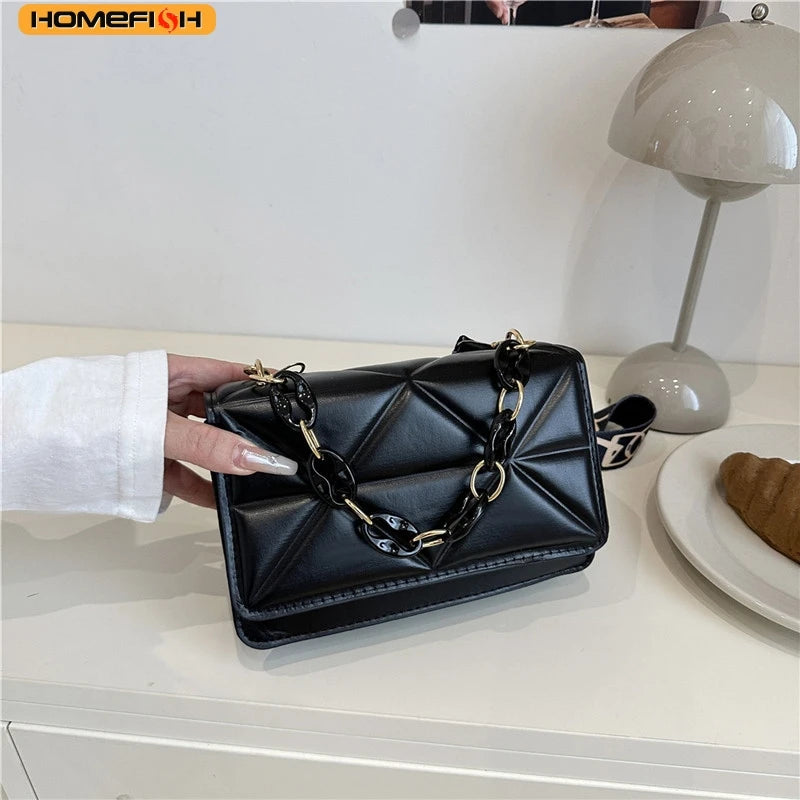 Homefish Women S Plaid Crossbody Bag Korean Style Solid Color Shoulder Small Square Bag