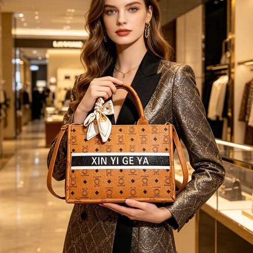 Fashionable Luxury Retro Printed Handbag Crossbody Bag Paired High-Value Scarves Used Daily
