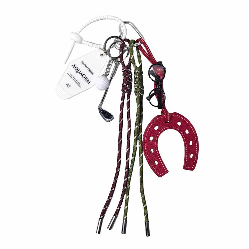 Horseshoe Keychain Bag Charm with Phone Lanyard Strap
