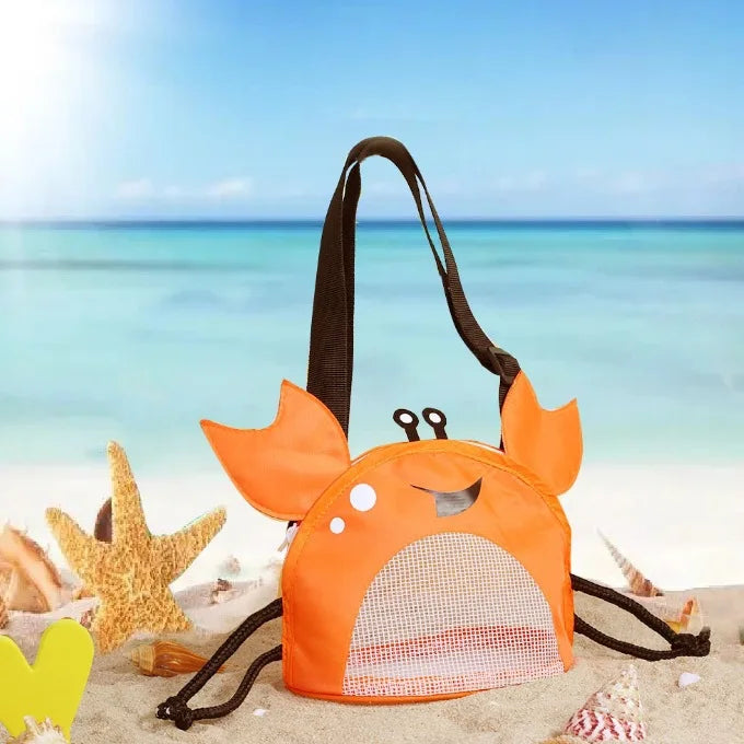 Novelty Design Crab Mesh Storage Bag Cute Cartoon Pattern Zipper Beach Bag Girl Shoulder Bag