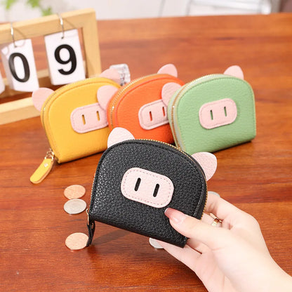 Organ Card Bag Ladies Cartoon Cute Piglet Holder Multi-Slot Large Capacity Certificate Zipper Coin