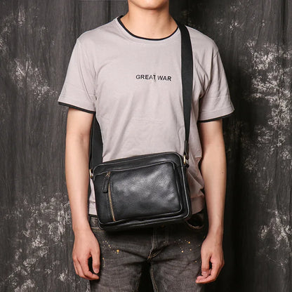 Oily Waxed Cowhide Men S Shoulder Bag Women Large Capacity Crossbody Real Leather Ipad Handheld