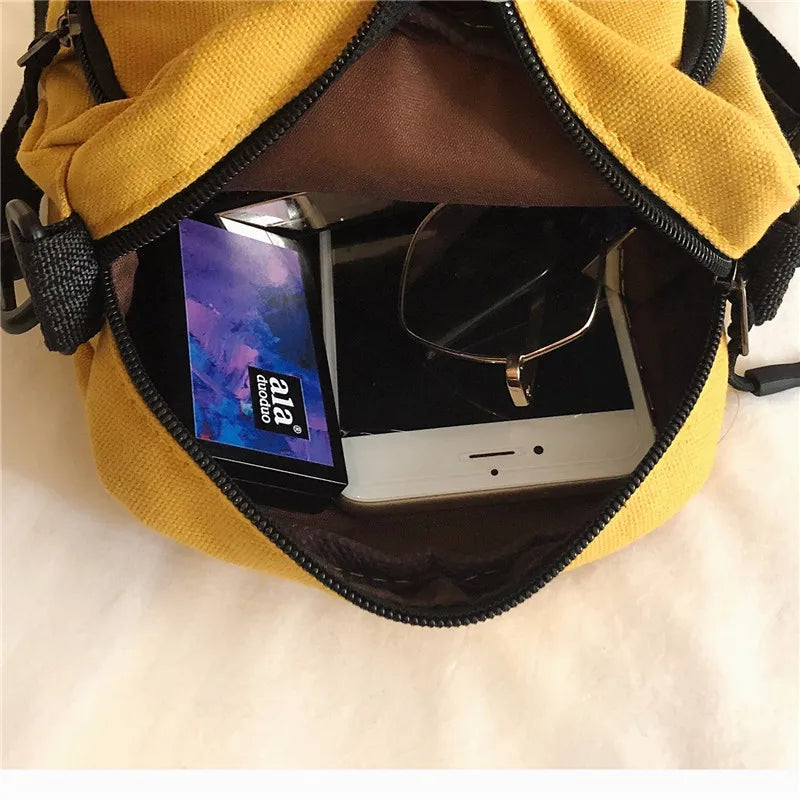 Cartoon Print Canvas Crossbody Bag – Harajuku Square Shoulder Bag