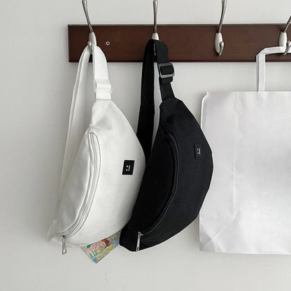 Canvas Fanny Pack – Adjustable Wide Strap Crossbody Chest Bag for Men & Women