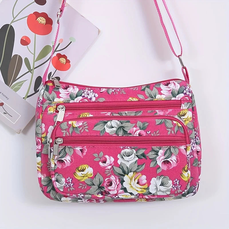 Large Capacity Floral Crossbody Shoulder Bag for Women