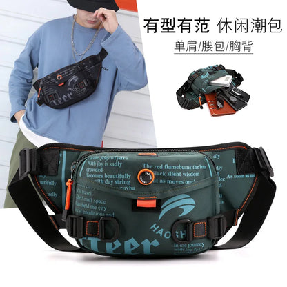 Outdoor Waist Bag Men S Chest Running Headphones Close Diagonal Span Large Capacity