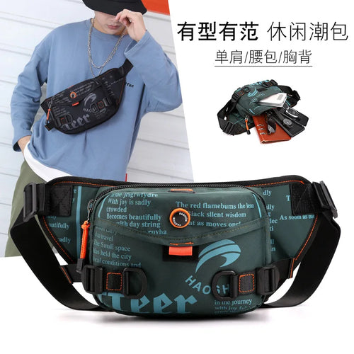 Outdoor Waist Bag Men S Chest Running Headphones Close Diagonal Span Large Capacity