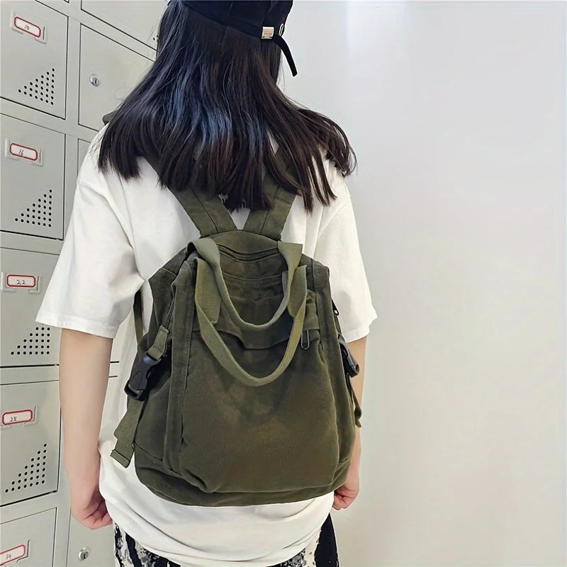 Canvas Backpack for Women Convertible Rucksack with Top Handle