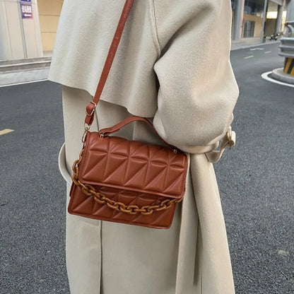Quilted Crossbody Bag for Women – Mini Flap Purse with Chain