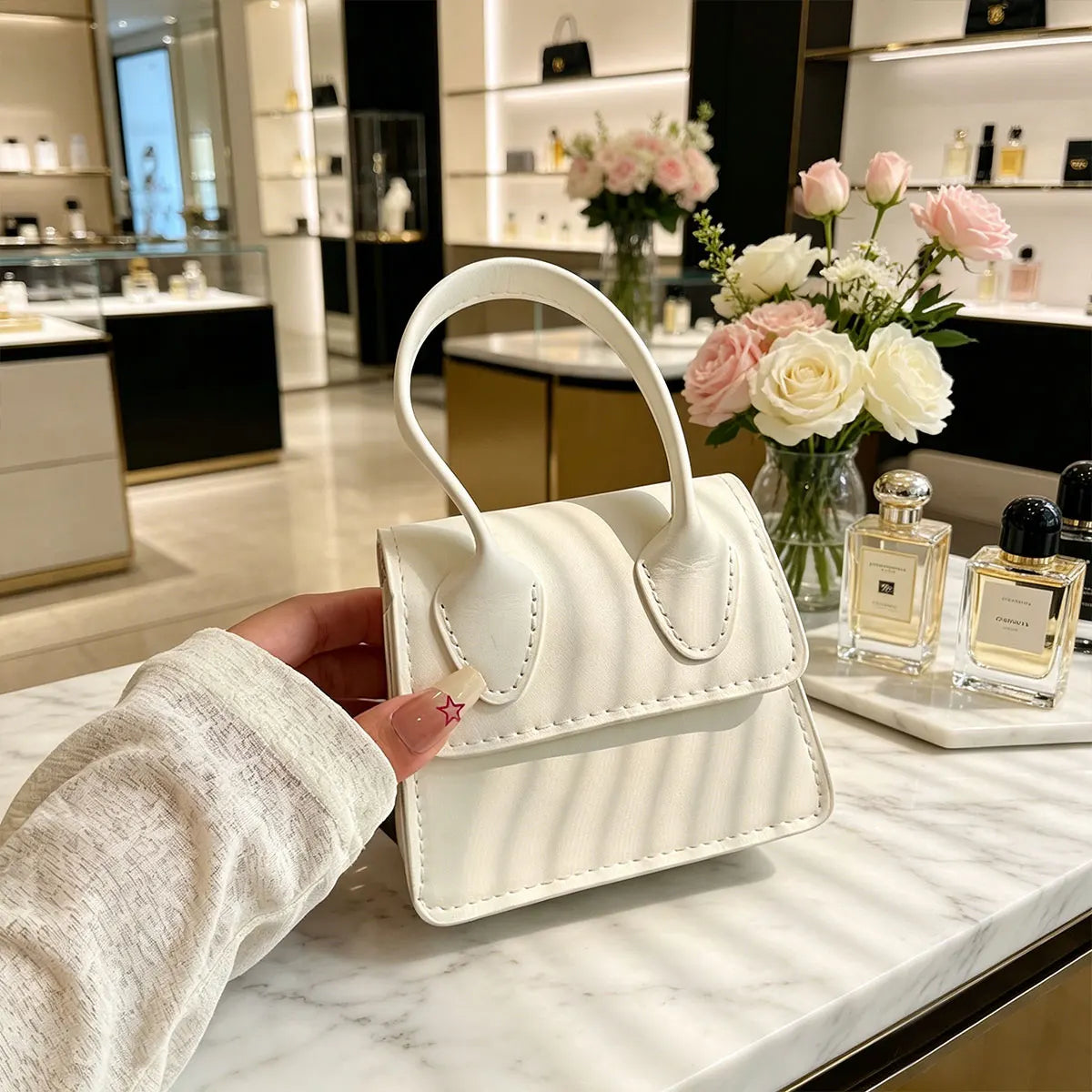 Fashionable Stone Patterned Shiny Mini Square Bag Candy Colored Shoulder Crossbody Suitable