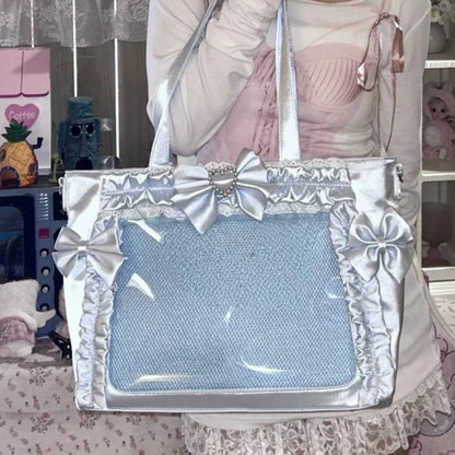 Sweet Cool Girl Ulzzang Ita Bag Lace Bow Ribbon Jk Uniform Shoulder Comic Exhibition Portable Y2k