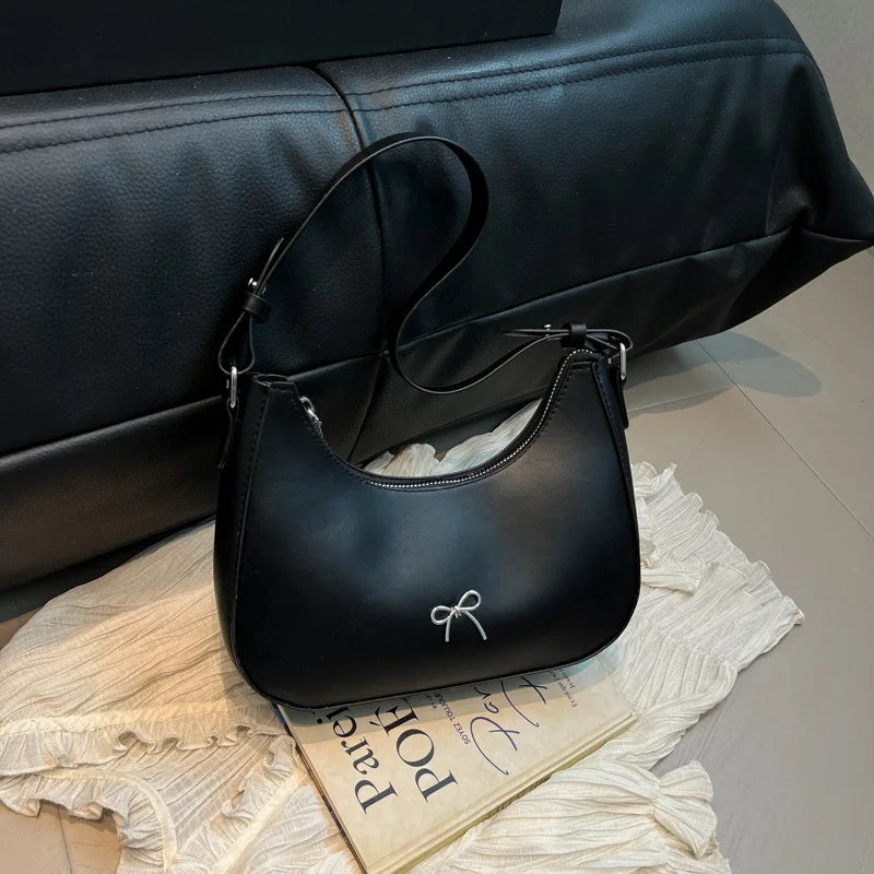 Bow-Detail Crossbody Bag – Women's Minimalist Shoulder Purse