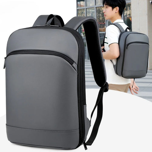 1pc Lightweight Backpack Mens Solid Color Expandable Business Durable Zipper Multi Compartment
