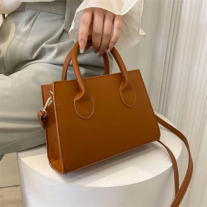 Mini Square Handbag – Minimalist Top Handle Crossbody Shoulder Bag