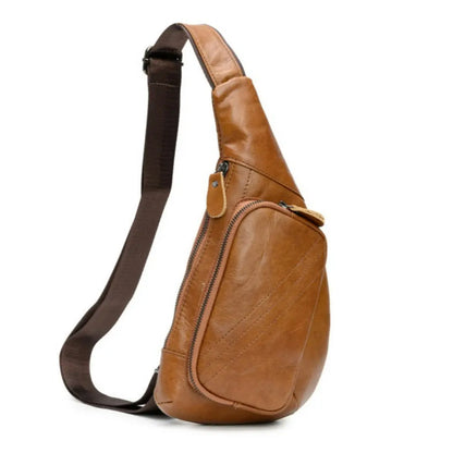 Leather Chest Bag Men Shoulder Crossbody Cowhine Diagonal Backpack Large Capacity