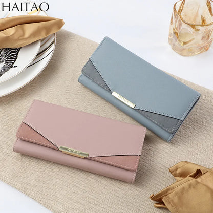 Women S Purse Solid Color Large Capacity Mobile Money Card Bag Advanced Long Clip